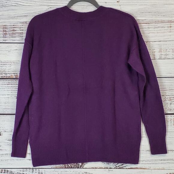 AMBER SUN Cashmere Sweater Purple Scoop Neck Soft Cozy Pullover Oversized Small - Picture 4 of 12